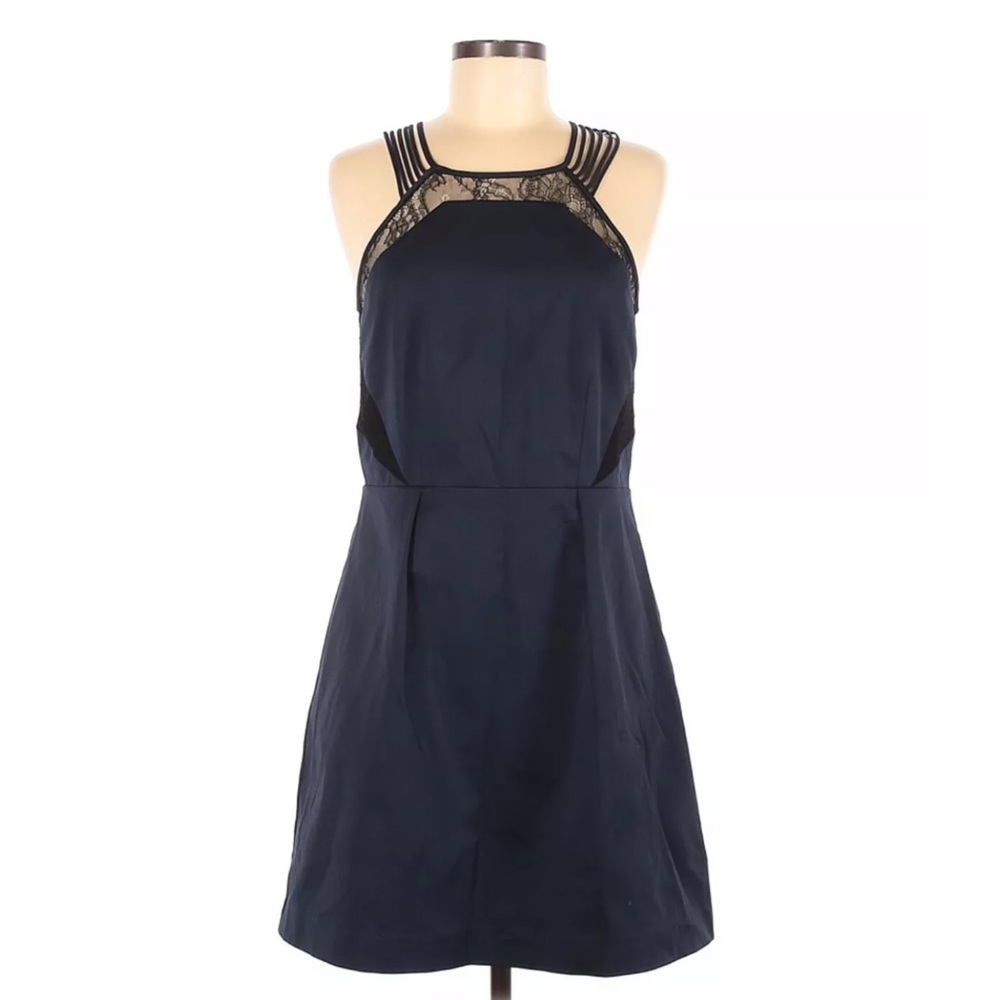 Reiss Blue Black Lace Sleeveless Cocktail Dress